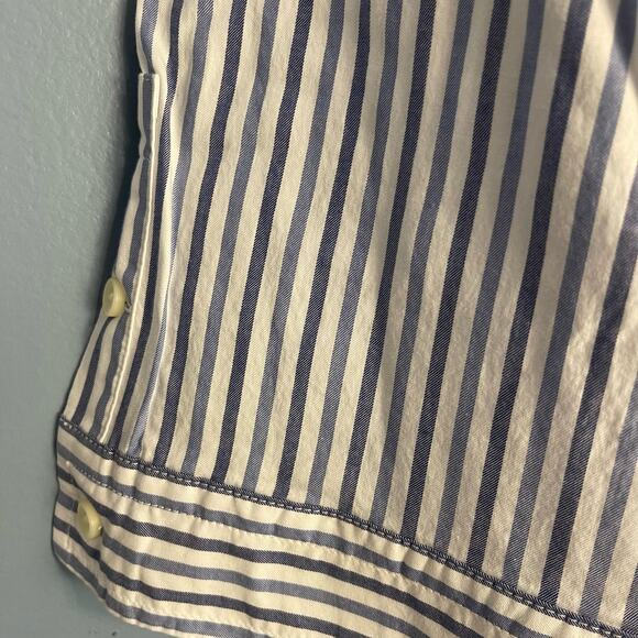 Everlane Blue And White Striped Cotton Collared The Woven PJ Top Small NWT - Picture 7 of 11